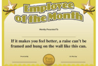 Employee Of The Month Certificate Sample Of Employee Of Intended For Employee Of The Month Certificate Template With Picture