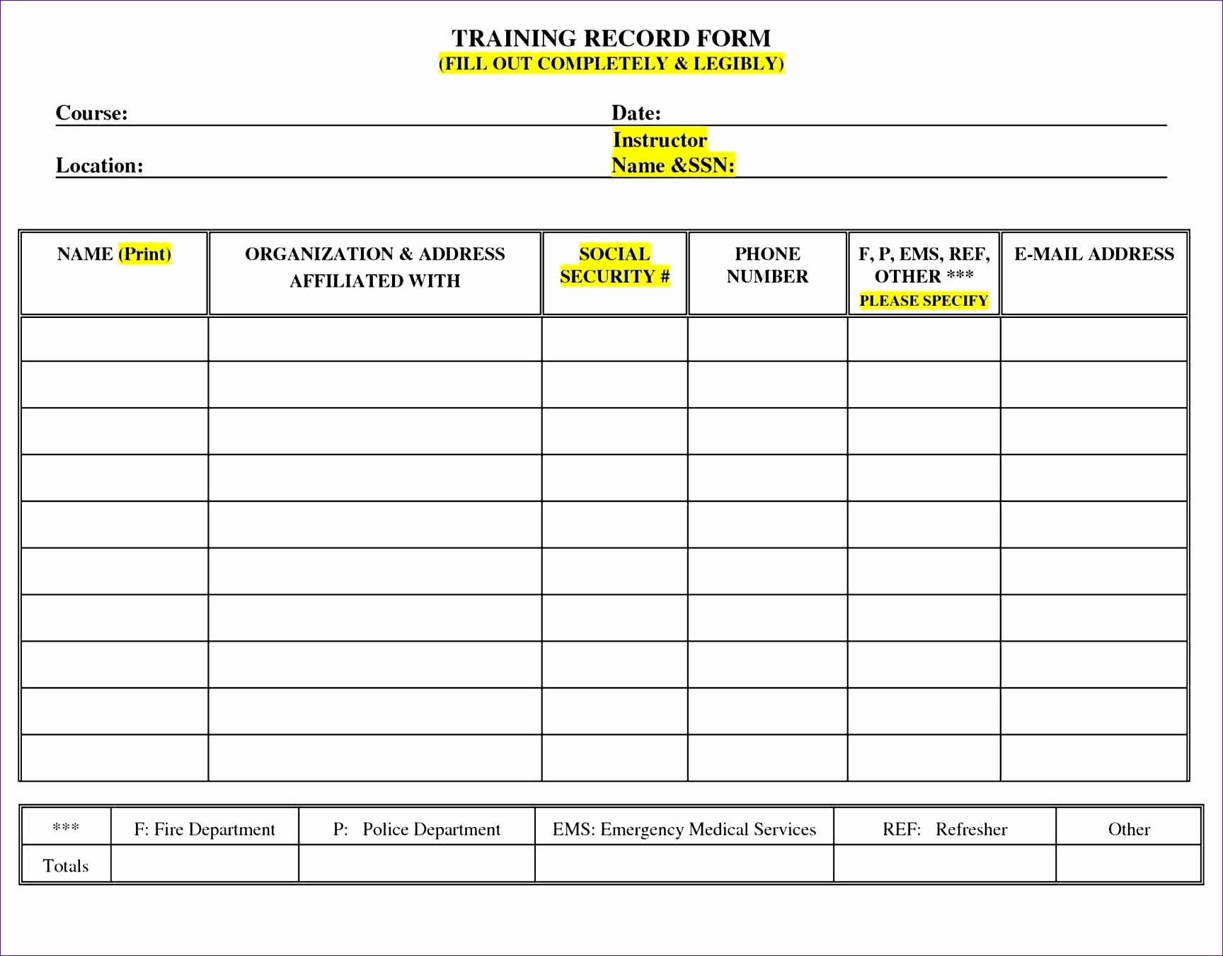 Employee Training Record Template Qualads In Employee Training Log Template