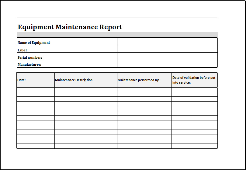 Equipment Maintenance Schedule Template Excel Task List Regarding Best Heavy Equipment Maintenance Log Template