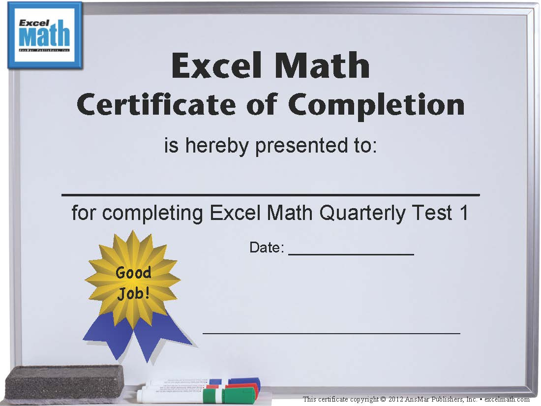 Excel Math Printable Math Certificates And Awards Inside Printable Math Award Certificate Template