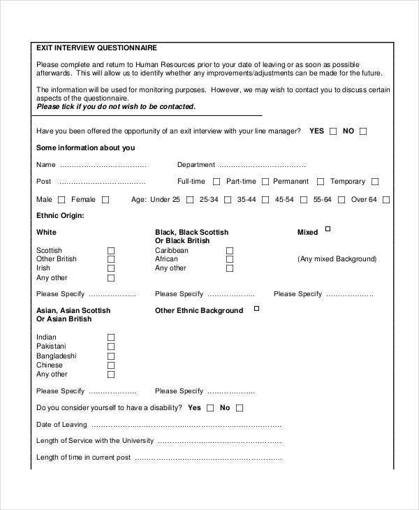 Exit Interview Form 9 Free Pdf Word Documents Download Within Interview Business Plan Template