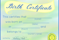 Fake Adoption Certificate Free Printable Free Printable Within Fake Birth Certificate Template