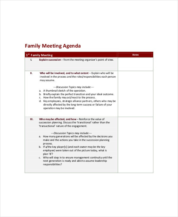Family Meeting Agenda Template 8 Free Word Pdf Inside Fun Meeting Agenda Template