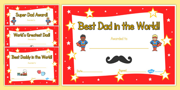 Father&amp;#039;S Day Certificates Father&amp;#039;S Day Card Father&amp;#039;S Day With Best Dad Certificate Template