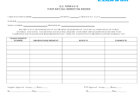 First Article Inspection Record Form Cobham Download In First Aid Log Sheet Template