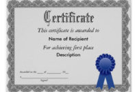First Place Blue Ribbon Certificate Poster Zazzle For Best First Place Certificate Template