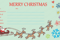 Flying Reindeer Christmas Gift Certificate Template Inside Christmas Gift Certificate Template Free Download