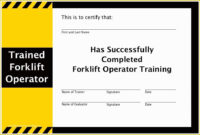 Forklift Certification Card Template Free Of Forklift In Forklift Certification Template