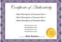 Free 26 Certificate Of Authenticity Samples In Ms Word Inside Certificate Of Authenticity Photography Template