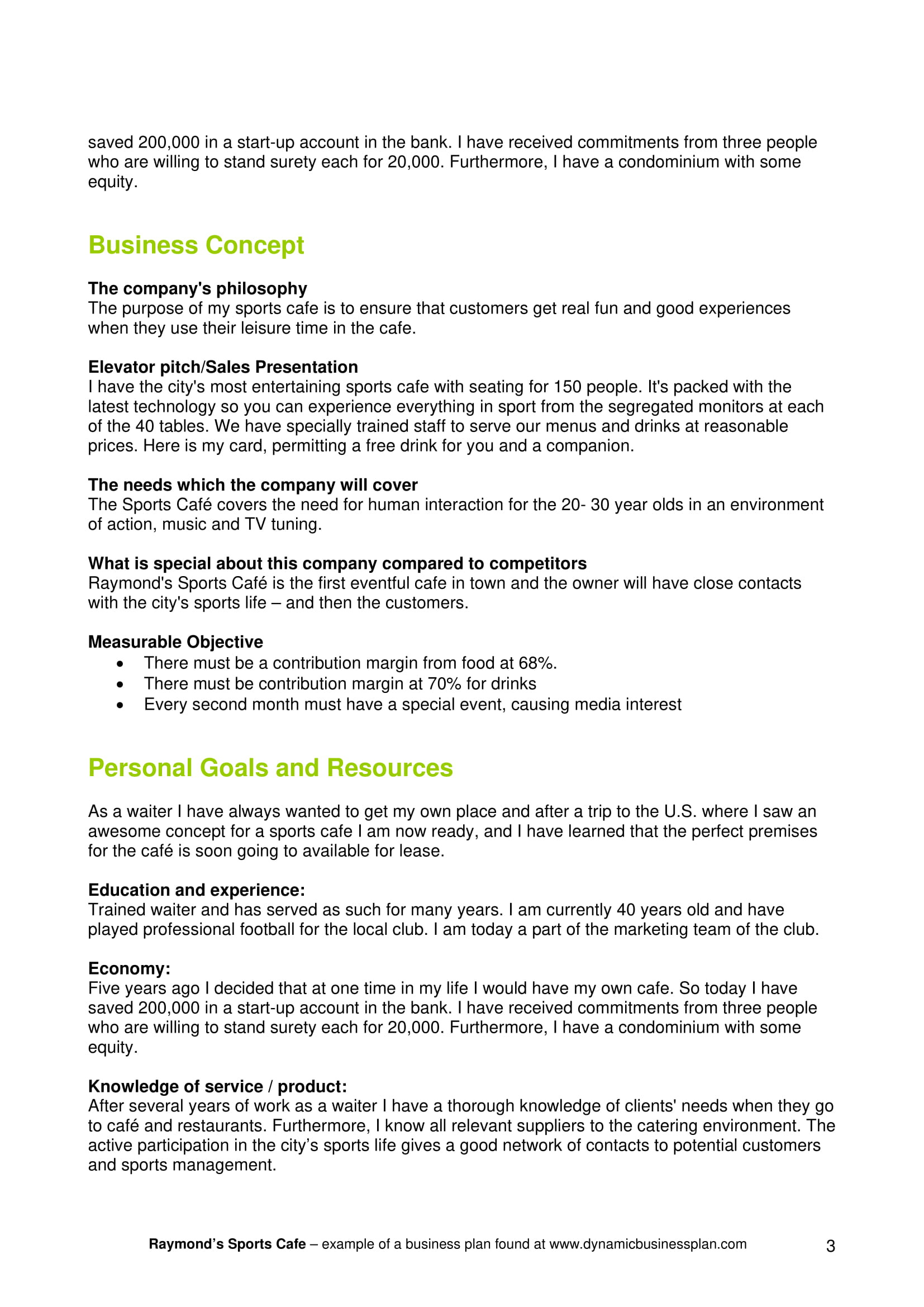 Free 5 Restaurant Business Plan Forms In Pdf For Business Plan For Cafe Free Template