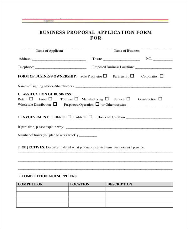 Free 9 Sample Proposal Application Forms In Pdf Ms Word Intended For Amazing App Proposal Template
