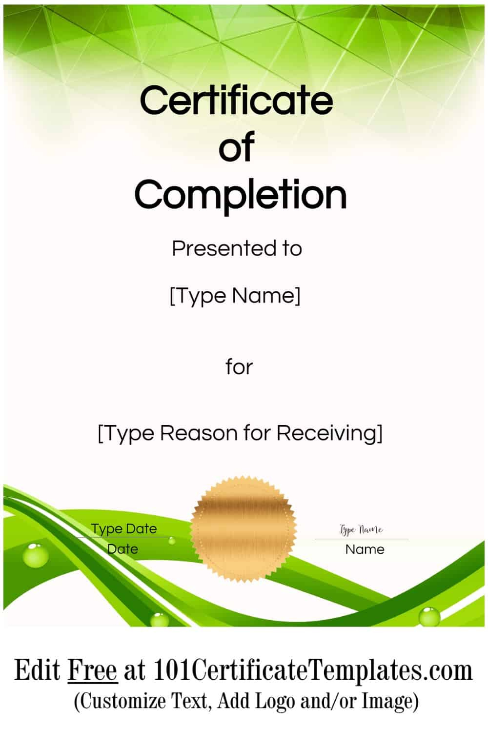 Free Certificate Of Completion Customize Online Then Print In Awesome Certificate Of Completion Templates Editable