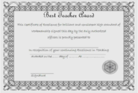 Free Collection 55 Teaching Certificate Photo Free Inside Best Teacher Certificate Templates