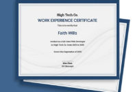 Free Company Experience Certificate Template Word Psd Regarding Certificate Of Experience Template