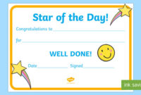 Free 👉 Star Of The Day Award Certificate Inside Best Player Of The Day Certificate Template