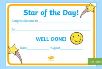Free 👉 Star Of The Day Award Certificate Inside Super Reader Certificate Template