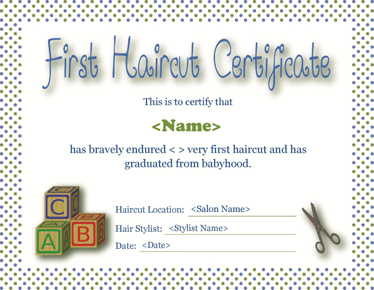 Free First Haircut Certificate Pdf 2804Kb 1 Pages For First Haircut Certificate
