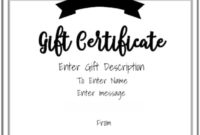 Free Gift Certificate Template 50 Designs Customize For Black And White Gift Certificate Template Free