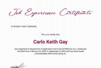 Free Job Experience Certificate Template In Adobe With Good Job Certificate Template
