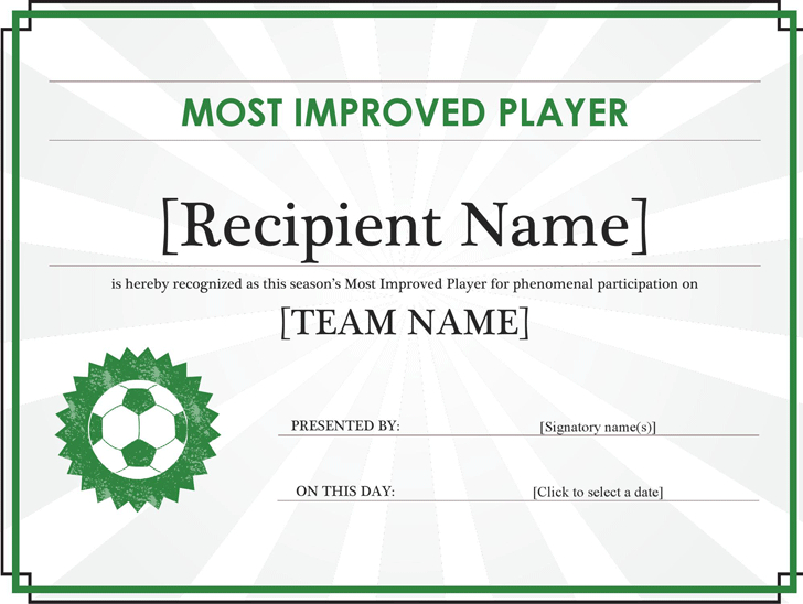 Free Most Improved Player Certificate Editable Title Pertaining To Mvp Award Certificate Templates Free Download
