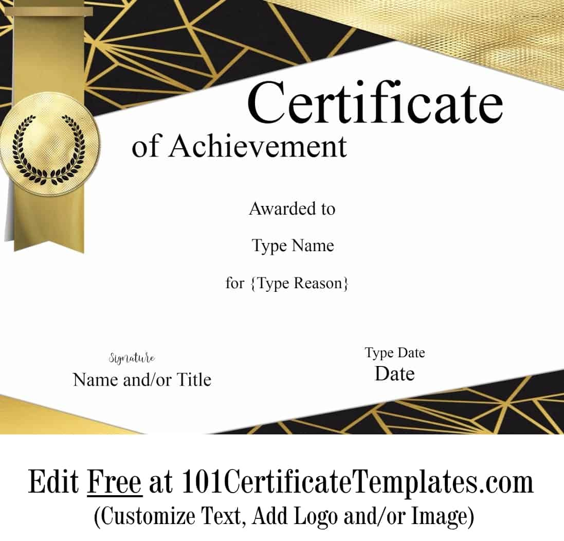 Free Printable Certificate Of Achievement Customize Online Throughout Quality Free Printable Certificate Of Achievement Template
