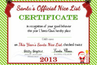 Free Printable Naughty Or Nice A Delicate Gift Inside Best Santas Nice List Certificate Template Free
