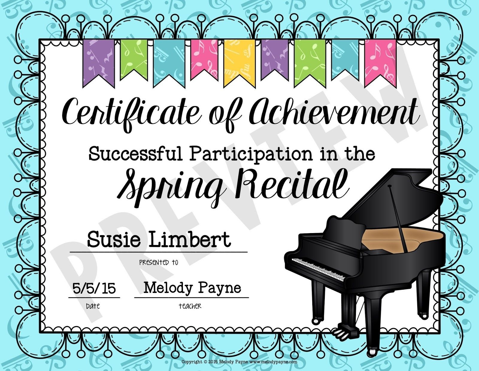 Best Piano Certificate Template Free Printable Launcheffecthouston