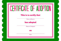 Free Printable Stuffed Animal Adoption Certificate Free Throughout Printable Pet Adoption Certificate Template Free 23 Designs