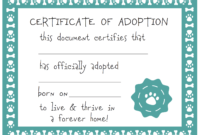 Free Printable Stuffed Animal Adoption Certificate Free Throughout Stuffed Animal Adoption Certificate Template Free