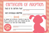 Free Printable Stuffed Animal Adoption Certificate Free With Regard To Child Adoption Certificate Template Editable
