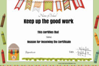 Free School Certificates Awards Inside Good Job Certificate Template
