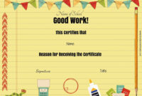 Free School Certificates Awards Regarding Quality Well Done Certificate Template
