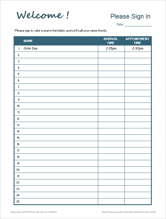 Free Sign In Sheet Template Alqurumresort Intended For Quality Child Visitation Log Template