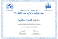 Free Teacher&amp;#039;S Training Completion Certificate Template In Inside Training Completion Certificate Template