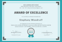 Free Training Excellence Award Certificate Template In In Certificate Of Excellence Template Free Download