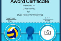 Free Volleyball Certificate Edit Online And Print At Home Inside Amazing Volleyball Mvp Certificate Templates