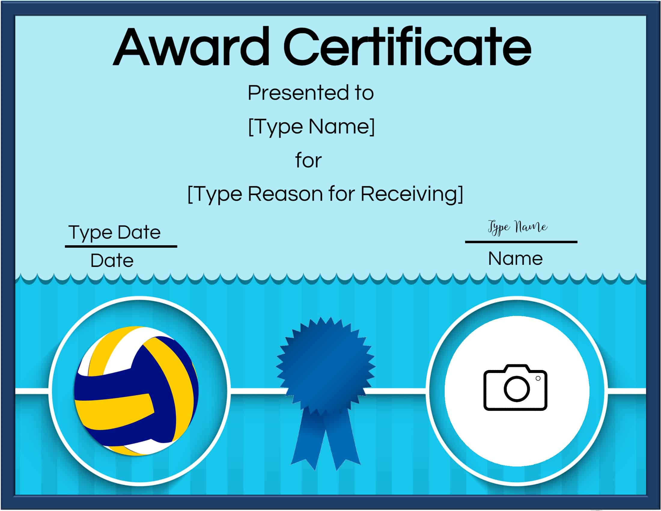 Free Volleyball Certificate Edit Online And Print At Home Inside Amazing Volleyball Mvp Certificate Templates
