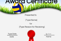 Free Volleyball Certificate Edit Online And Print At Home Inside Editable Tennis Certificates