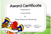 Free Volleyball Certificate Edit Online And Print At Home Inside Volleyball Award Certificate Template Free