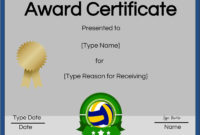Free Volleyball Certificate Edit Online And Print At Home With Volleyball Mvp Certificate Templates