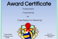 Free Volleyball Certificate Edit Online And Print At Home Within Volleyball Award Certificate Template Free