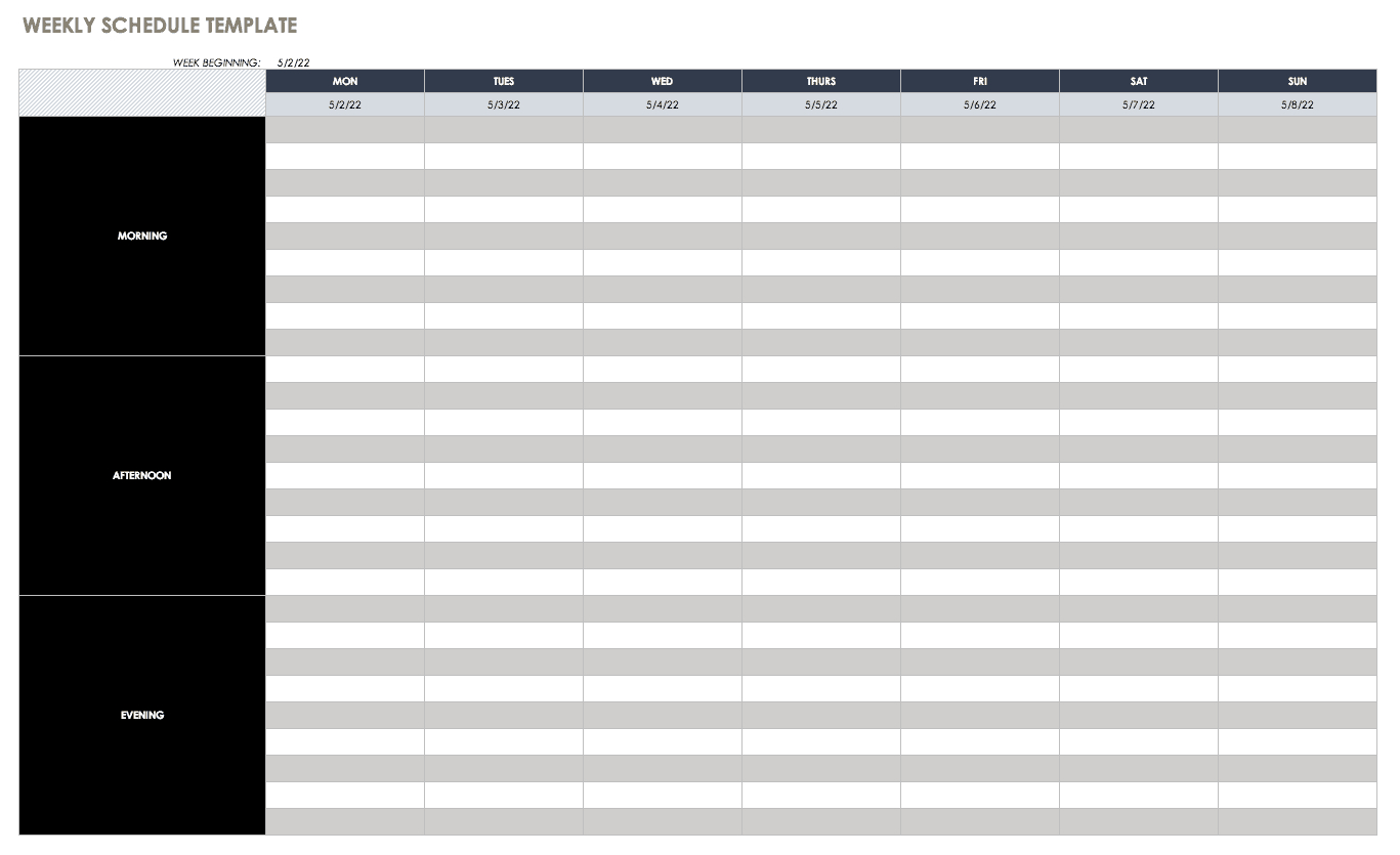 Free Weekly Schedule Templates For Excel Smartsheet Within Amazing Weekly Agenda Template Notion