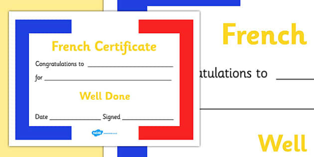 French Award Certificate French Award Certificate French Within Amazing Felicitation Certificate Template