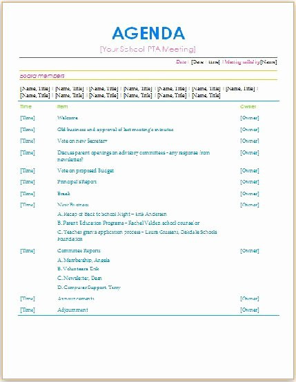 Fresh Pta Meeting Minutes Template Audiopinions Document Intended For Pta Meeting Agenda Template