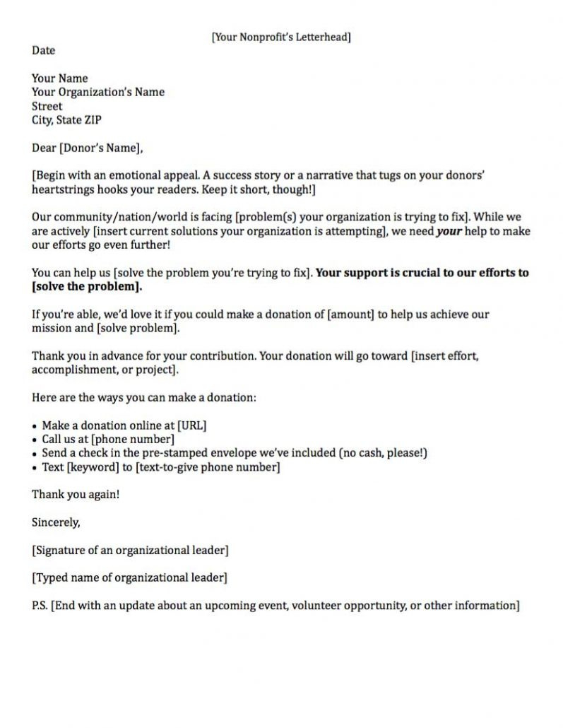 Fundraising Made Effortless With 13 Donation Request Letters Within Business Donation Letter Template