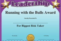 Funny Award Ideas Certificate Of Leadership Regarding Free Leadership Award Certificate Template