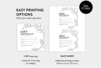 Gift Certificate Template Bw Floral Editable Small Etsy Within Awesome Small Certificate Template