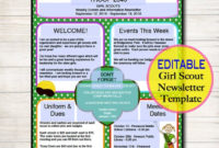 Girl Scouts Newsletter Template Instant Editable Troop For Cub Scout Pack Meeting Agenda Template