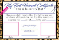 Girls First Haircut Certificate Baby First Haircut Photo Pertaining To Awesome First Haircut Certificate