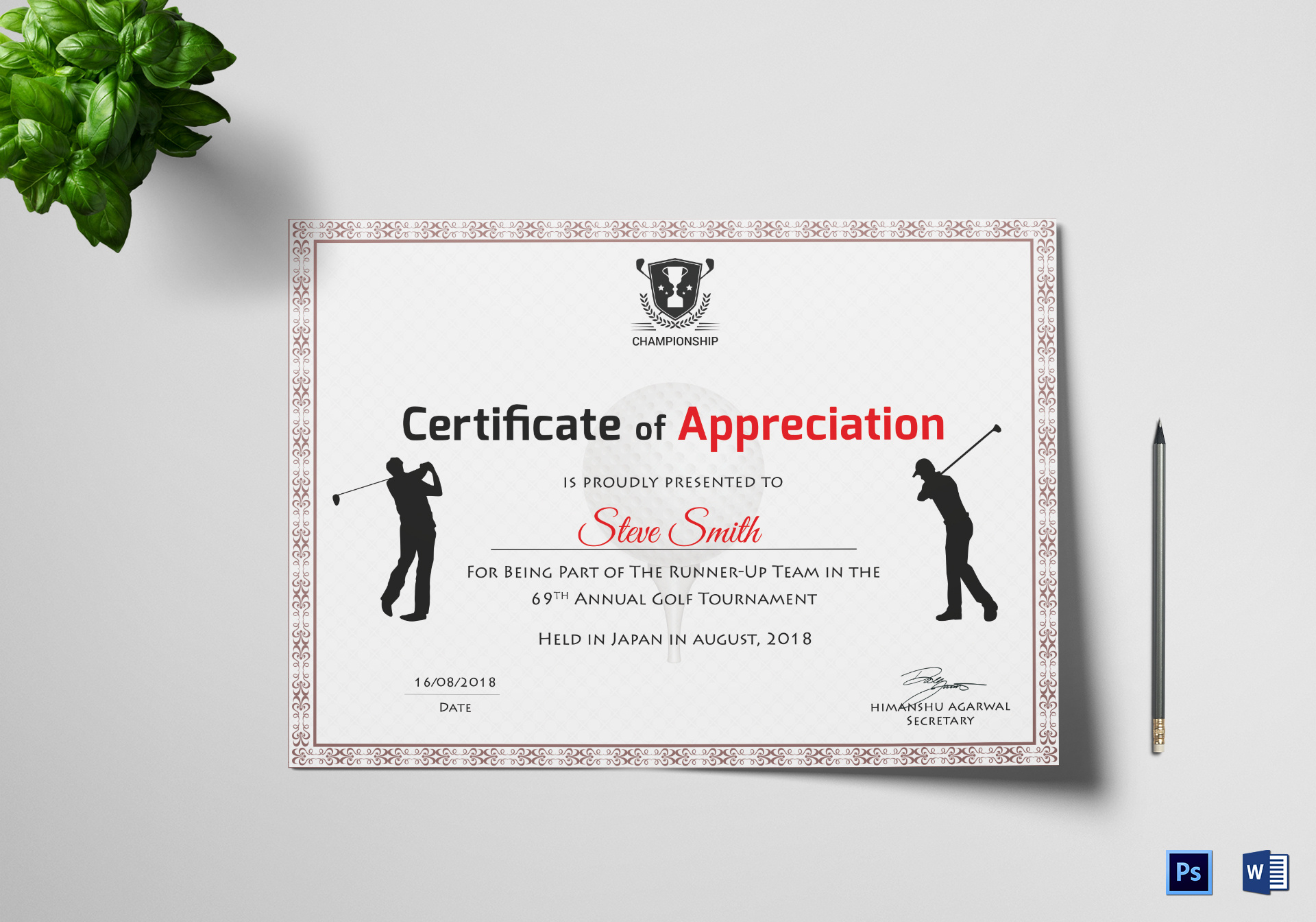 Golf Appreciation Certificate Template With Regard To Golf Regarding Awesome Golf Certificate Templates For Word